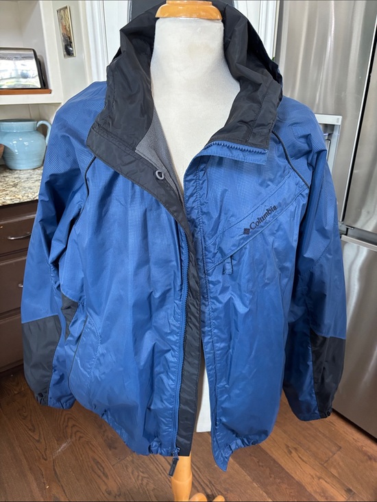 Columbia Other - Columbia Royal Blue and Black Hooded Rain Shell
